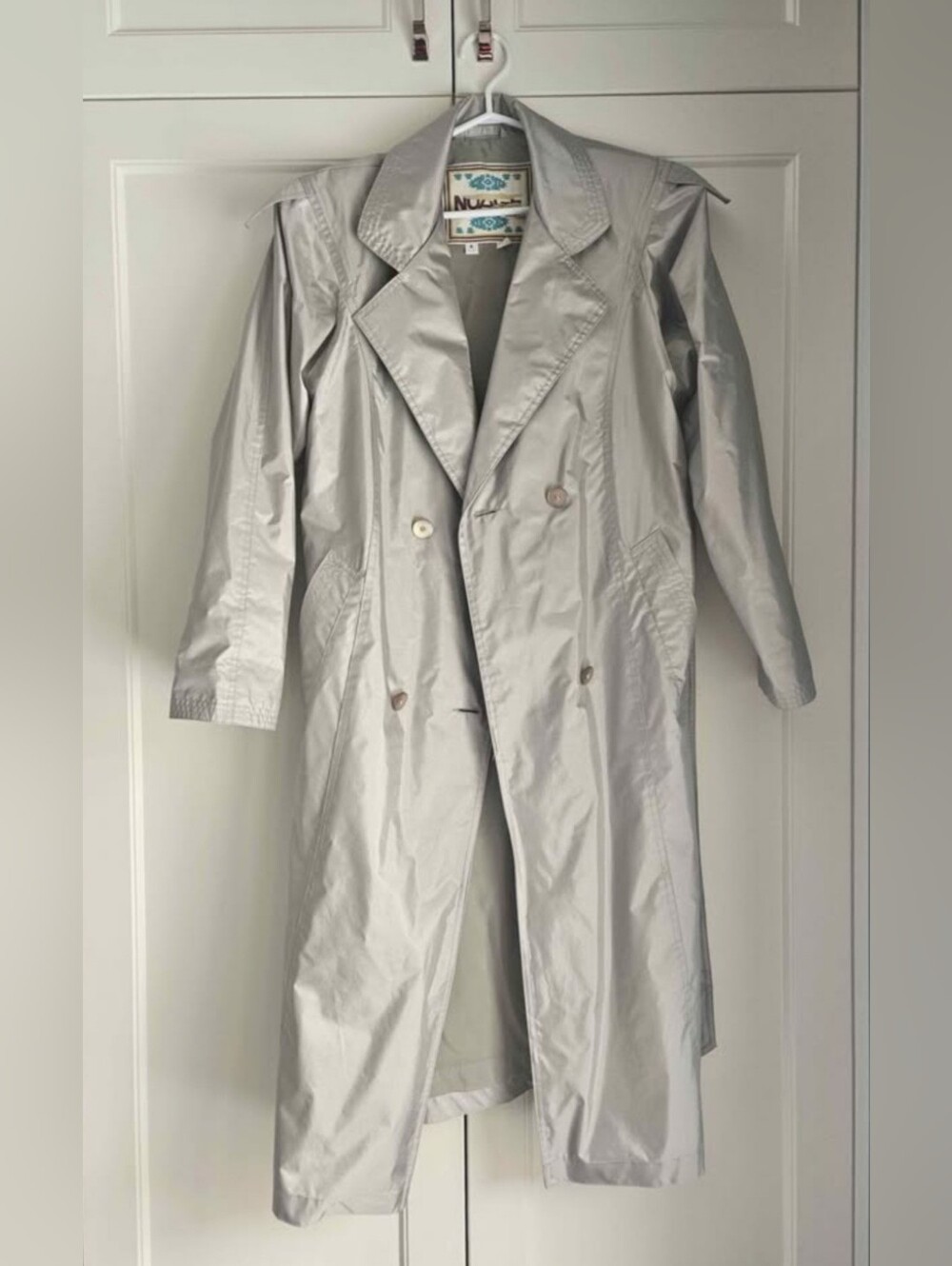 Light Gray Double-Breasted Trench Coat